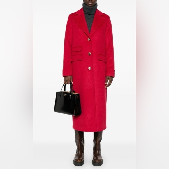 Ralph Lauren Women’s Single Breast Crimson Wool Blend Dress Over Coat Size 8 - Picture 2 of 16